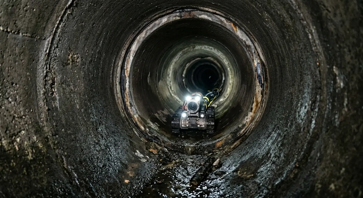 Robotic sewer camera inspecting pipe interior for Sewer Line Repair in Williamson
